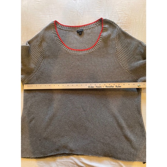 Torrid Womens Round Neck Size 5 Sweater Gray with Red Trim 60/40 Cotton/Acrylic - Picture 4 of 15